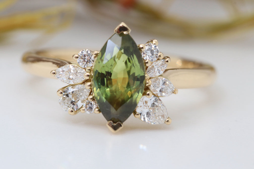 Australian Sapphire and Diamond Engagement Ring