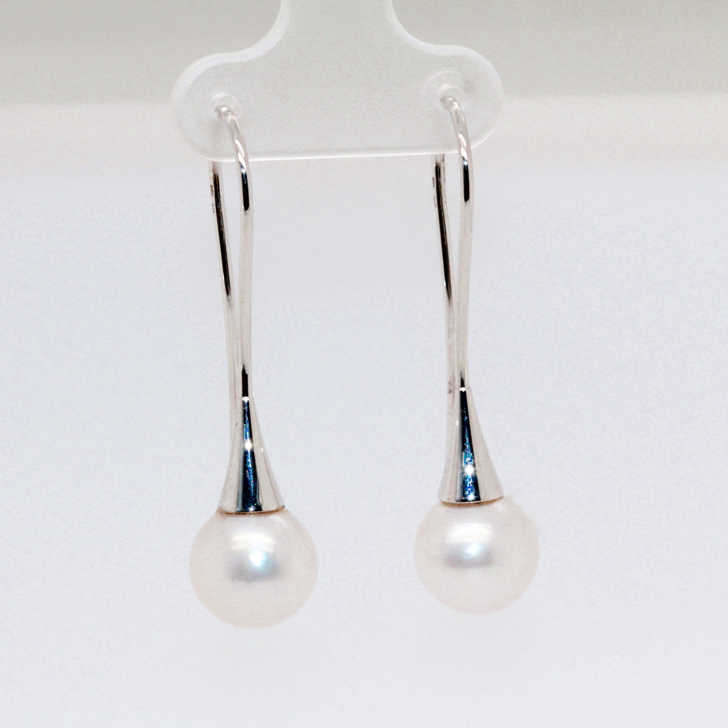 white gold south sea pearl flute earrings